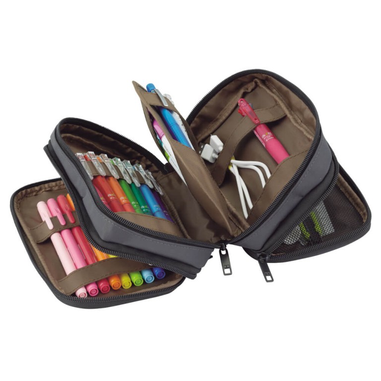 A-7557 Zipper Pencil Case 2-Way Double